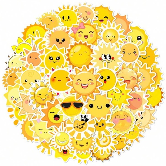 50pc Bright Sunshine Sticker Set - Picture 1 of 2
